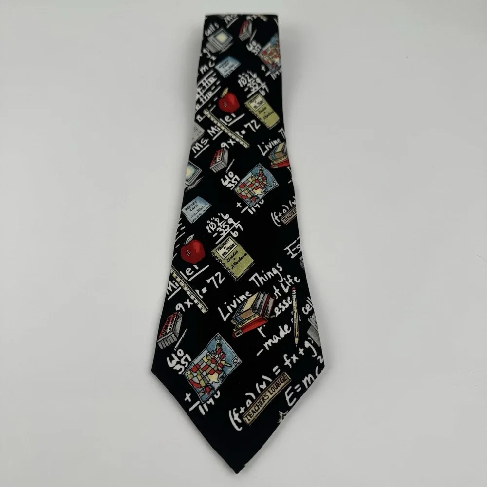 VTG Nicole Miller Studio Teacher Novelty Tie Math Science Blackboard 1996